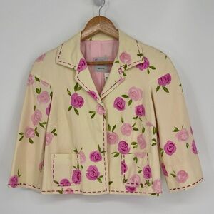 Moschino Vintage Cheap and Chic Floral Rose Lined Blazer Size 40 Cream Pink NWT!